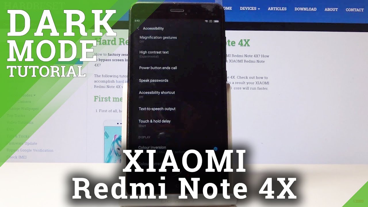 How to Invert Colors in XIAOMI Redmi Note 4X - Enable Dark Theme