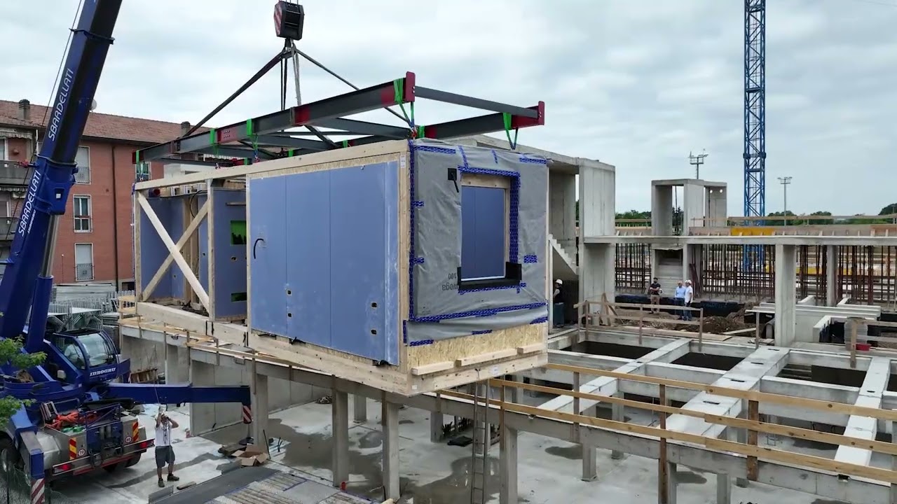 Posa Moduli 3D Prefabbricati in Legno: Offsite Construction con Marlegno