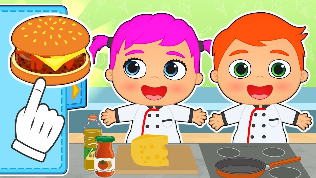 BEBES ALEX Y LILY 🍔 Aprende a hacer hamburguesas | Dibujos animados educativos