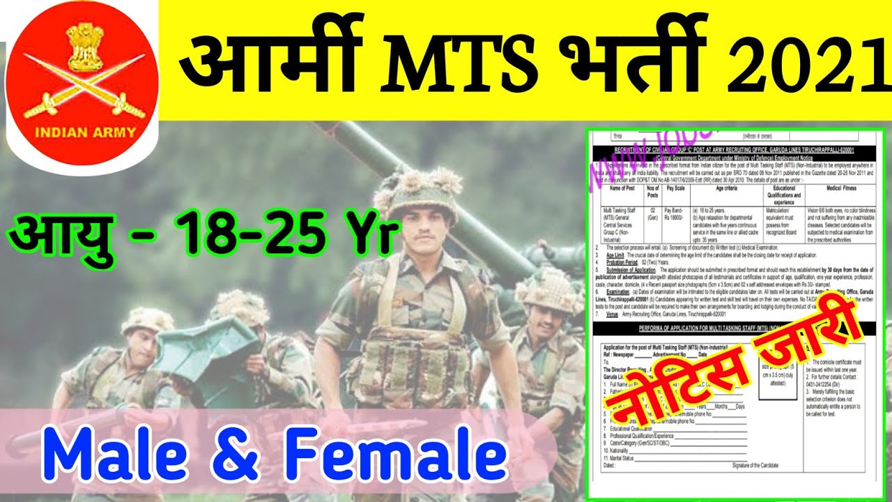 ARMY MTS VACANCY 2021 | Army group c Bharti | Army MTS Recruitment 2021
