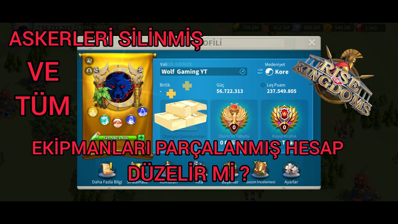 EKİPMANLARINA KADAR PARÇALANMIŞ SIFIRLANMIŞ BİR HESAP DÜZELTİLİR Mİ ? RİSE OF KİNGDOMS ROK #ROK