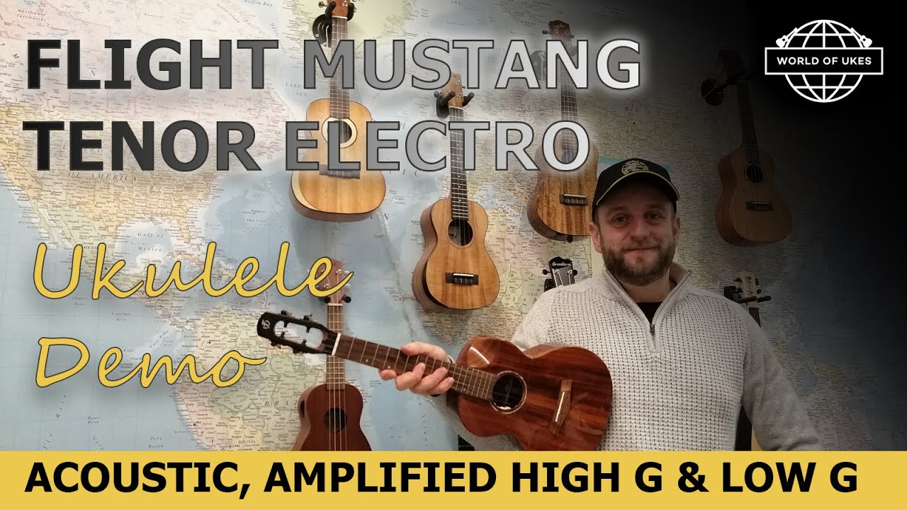 Flight Mustang Ukulele: Acoustic, Electric, High G & Low G Demo