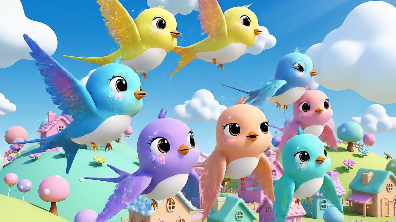 Cinco Pequeñas Golondrinas Vuelan, Vuelan | Canciones Infantiles y Rimas de Aves