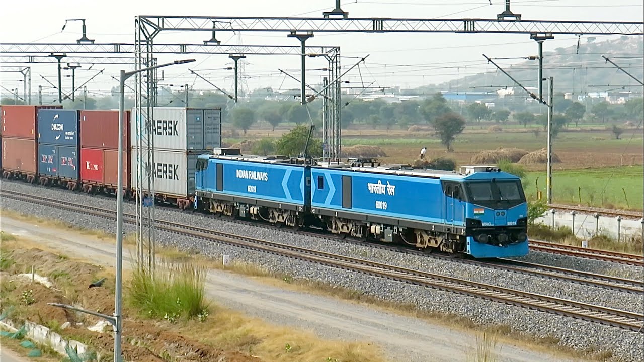 Most Powerful Locomotive of India WAG-12B with Double Stack Containers Trains