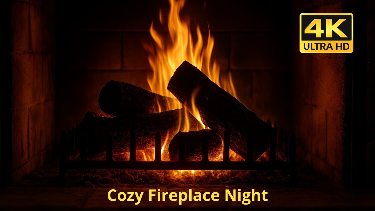 1 Hour 4K Fireplace • Relaxing Crackling Fire Sounds for Deep Sleep & ASMR