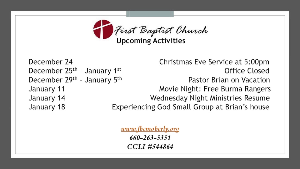Morning Worship at FBC Moberly.