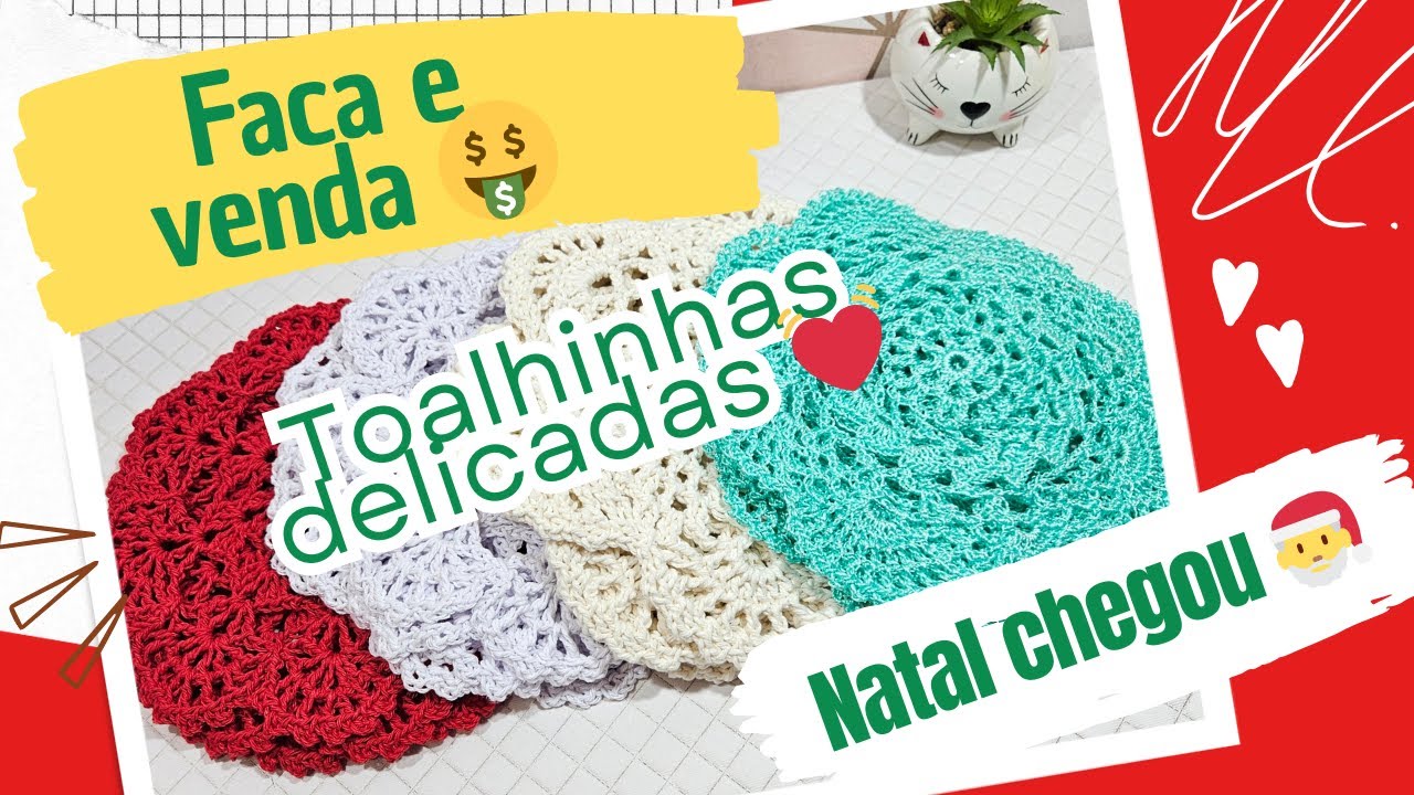 Toalhinhas delicadas de crochê / Faça e venda #croche #crochê #crochet #crocheparavender