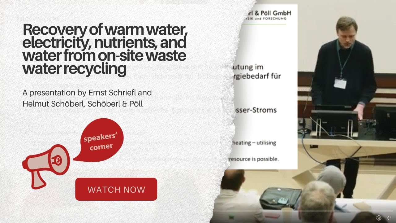 Speakers' Corner: Recovery of heat, electricity, and water from on-site wastewater recycling
