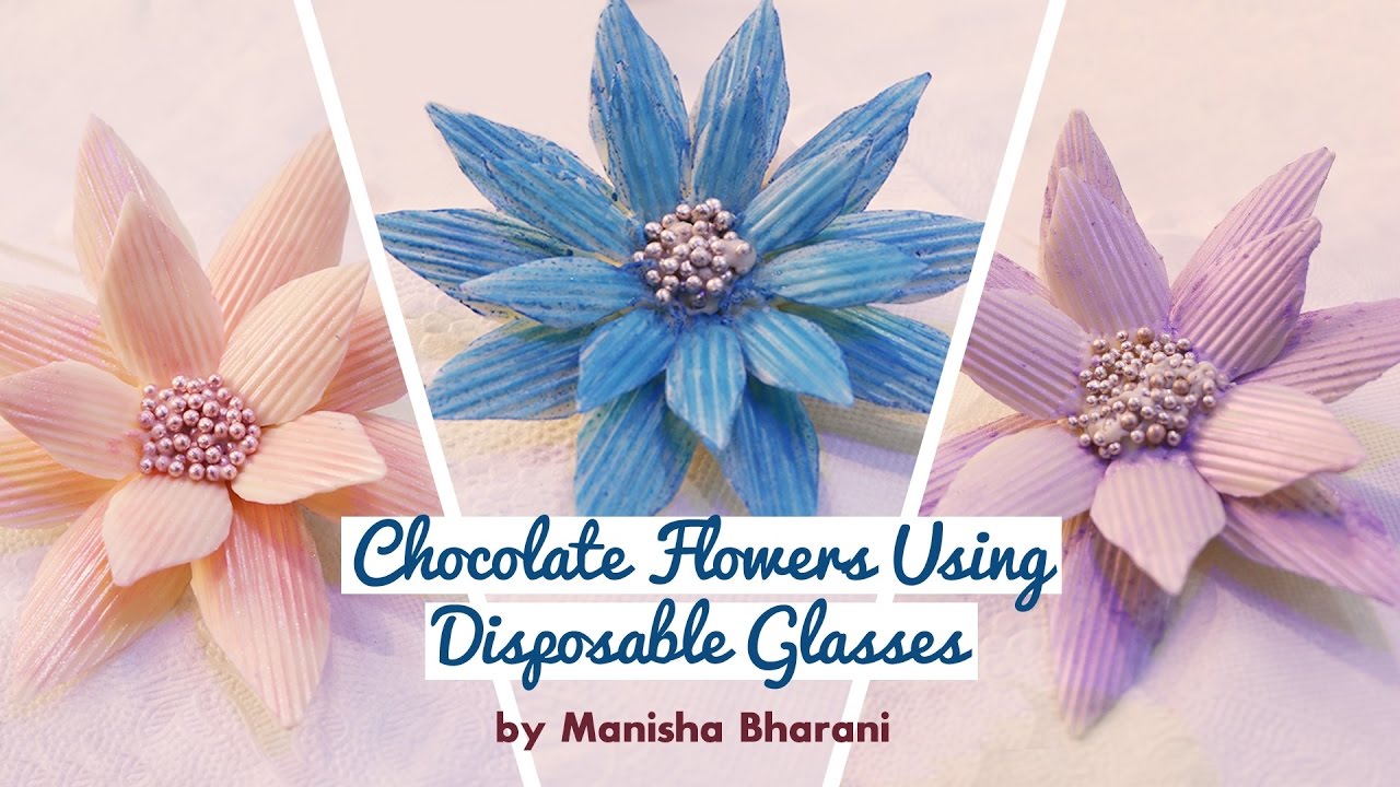 Chocolate Flowers Using Disposable Glasses -Chocolate Garnishing Techniques Tutorial