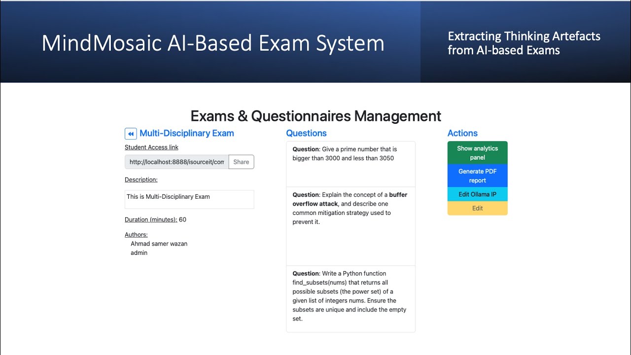 MindMosaic AI-Based Exam System
