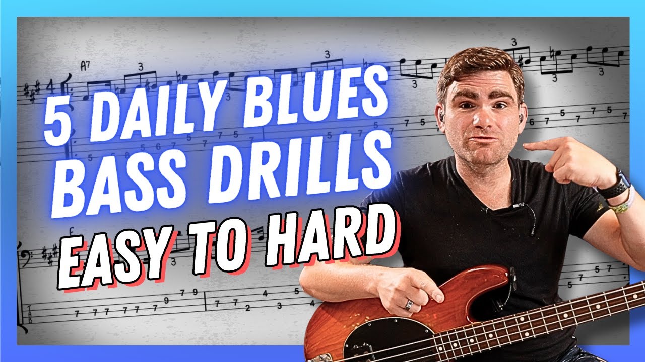 5 Daily Blues Bass Drills (From Easy to Hard) | FREE PDF