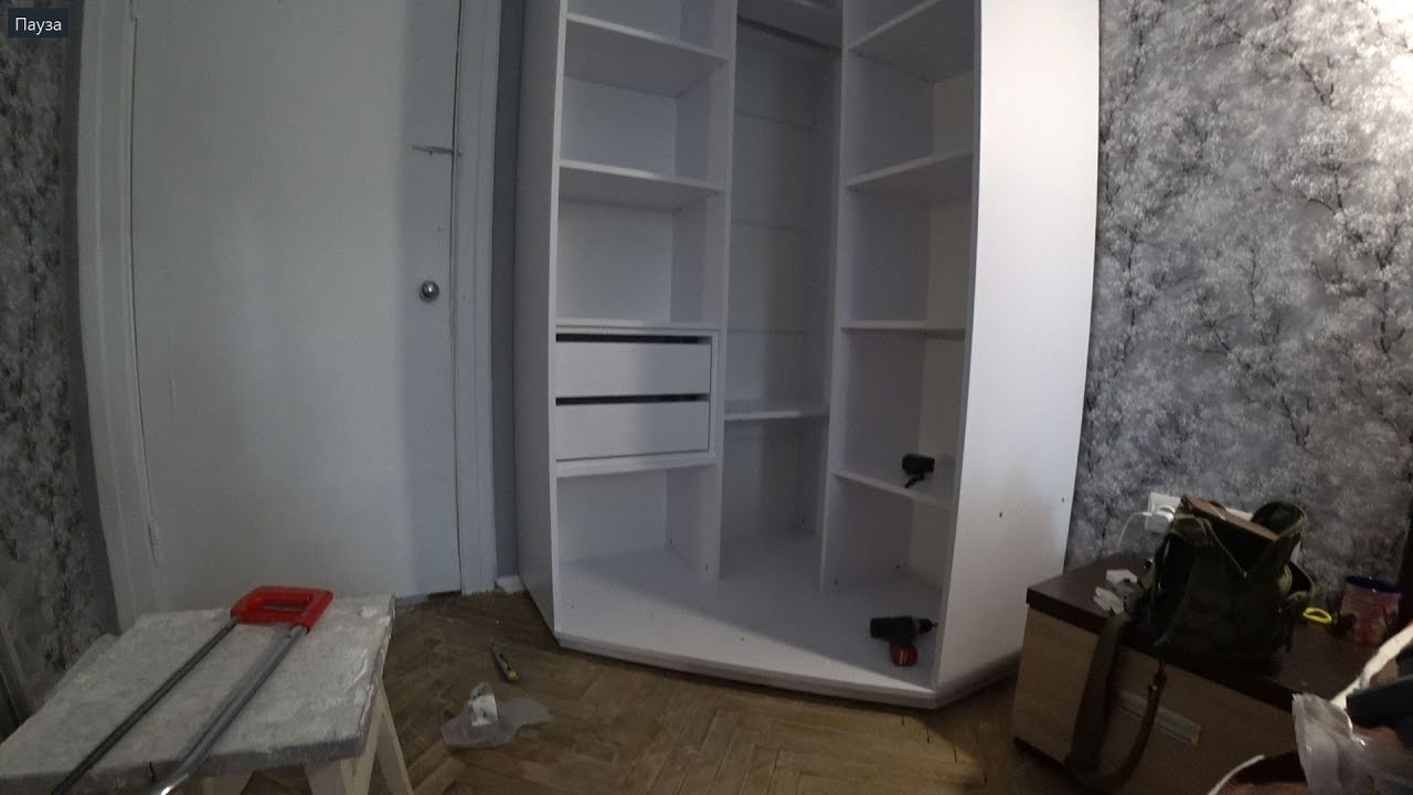 Угловой шкаф купе. Белый. 1100х1100  Киев