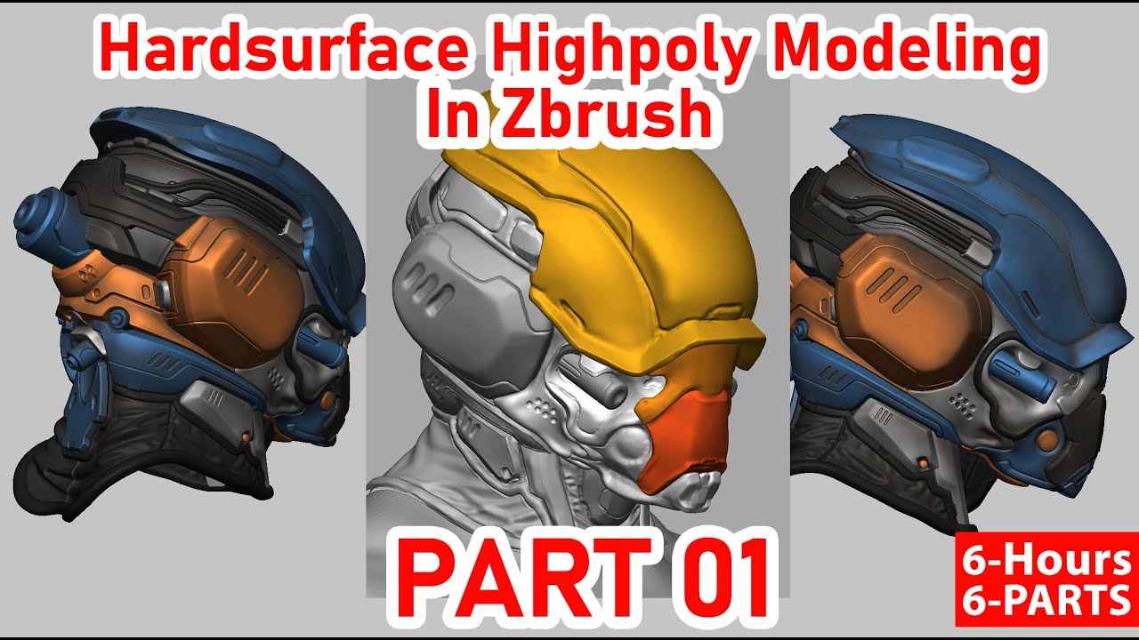 Hardsurface helmet Highpoly modeling in Zbrush Part_01