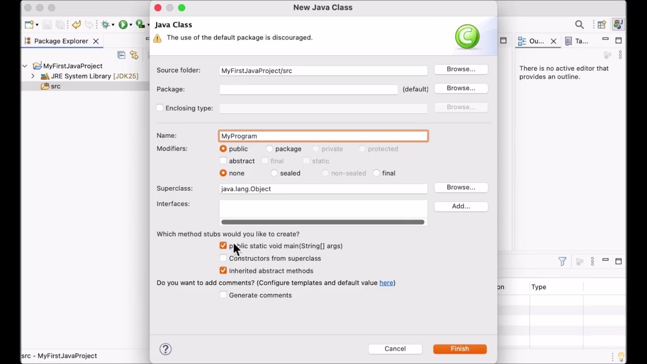 Java &mdash; как создать новый проект Java в Eclipse 2025