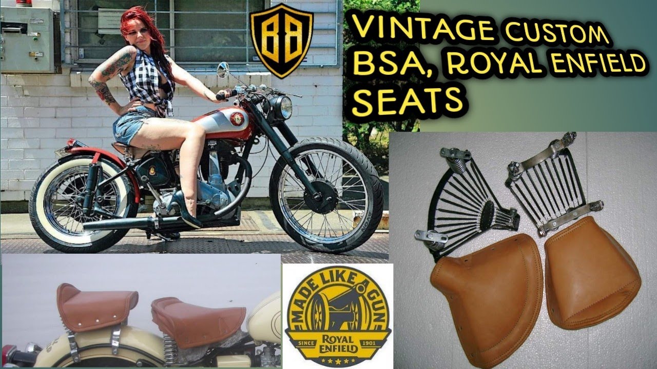 CUSTOM VINTAGE ROYAL ENFIELD SEATS | BSA SEATS | 1962 G2 BULLET BRASS SEAT  ACCESSORIES BULLET 350