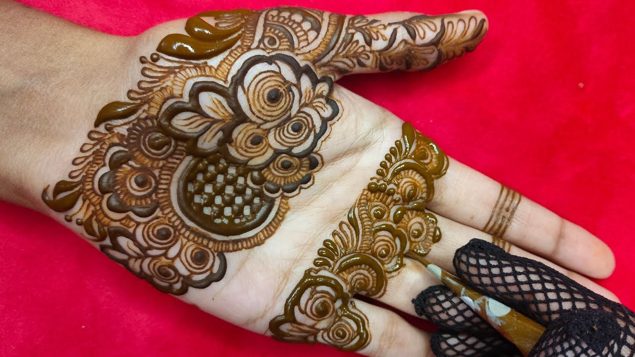 Very beautiful and stylish henna design for eid// front hand pretty henna tutorial#henna#mehandi#art
