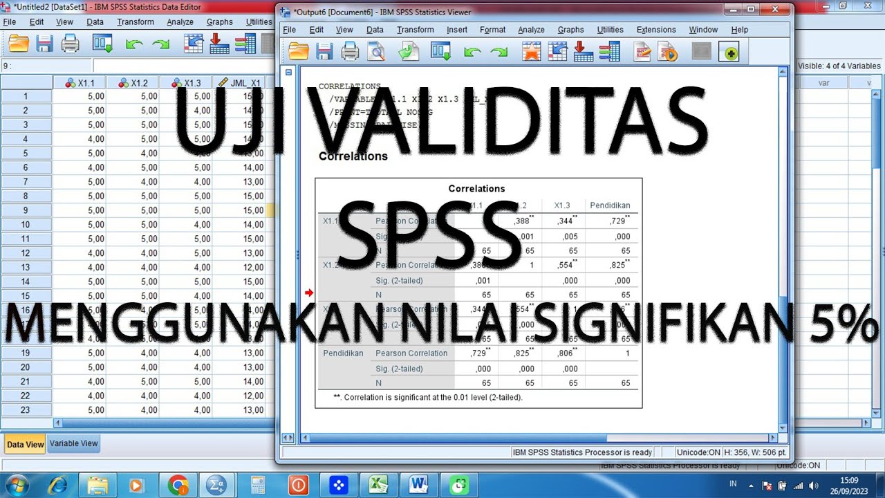 UJI VALIDITAS DENGAN SPSS MENGGUNAKAN NILAI SIGNIFIKAN 5%
