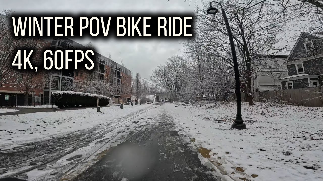 POV Bike Ride | Snowy Winter Cycling in Boston [4K 60FPS]