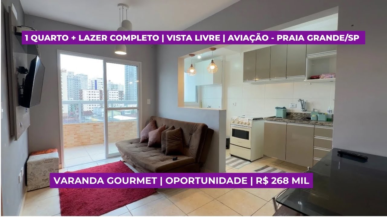 💥 APARTAMENTO NA AVIAÇÃO POR APENAS R$ 268 MIL! 1 quarto + LAZER COMPLETO em Praia Grande/SP