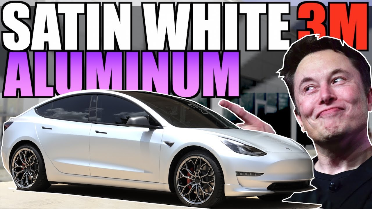 Wrapping TESLA MODEL 3 in SATIN WHITE ALUMINUM! (3M)