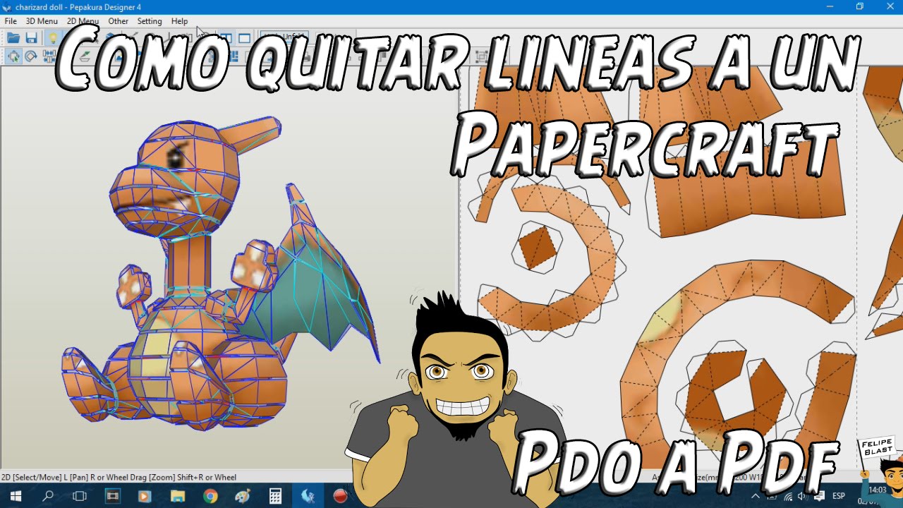 Como quitar las lineas de un Papercraft y pasar de .PDO a .PDF con Pepakura Designer - Truco #19