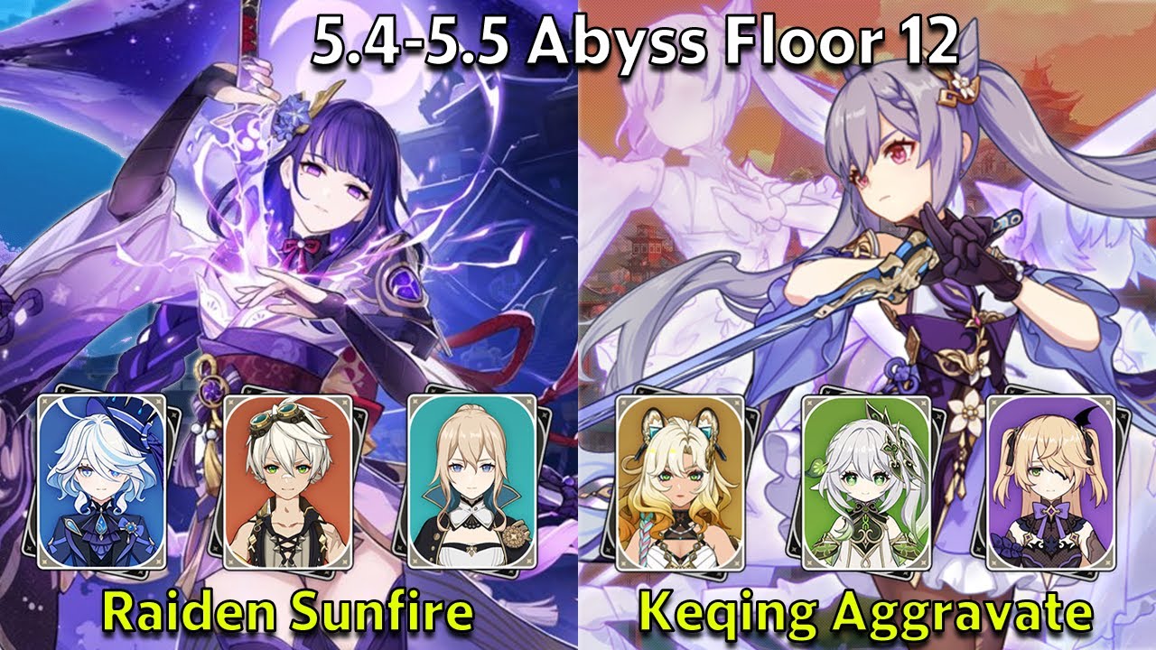C2 Raiden Sunfire & C4 Keqing Aggravate - Genshin Impact 5.4 - 5.5 Spiral Abyss Full Clear