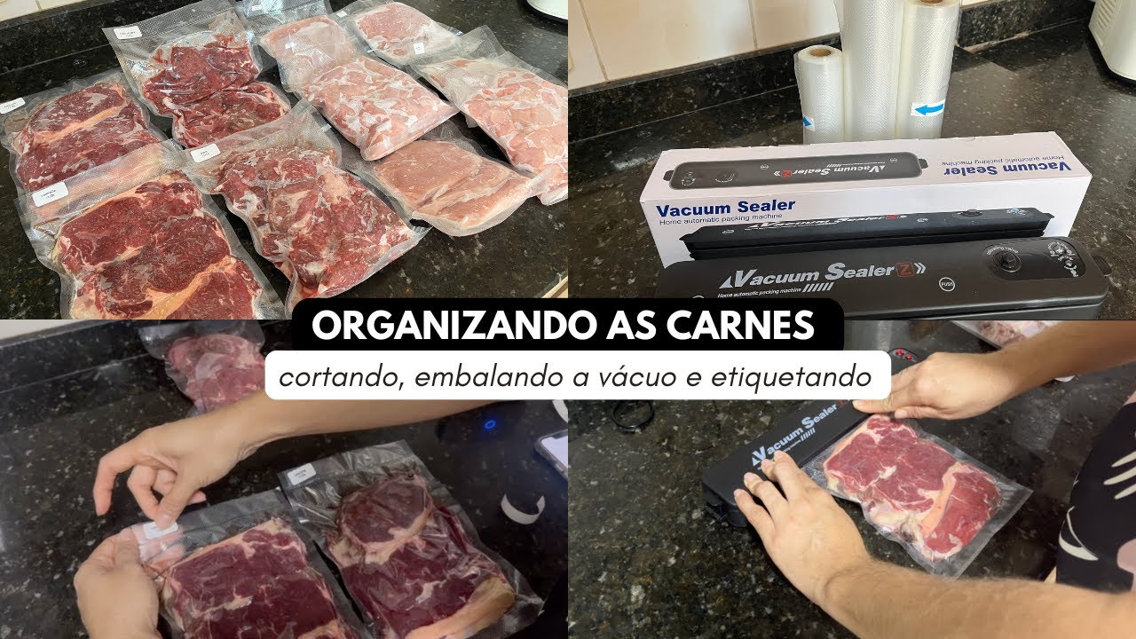 Compra de carnes para a semana | organização para congelar, embalagem a vácuo e identificação.