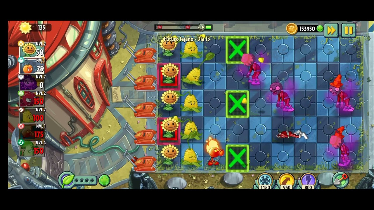 Plantas vs Zombies 2 Futuro lejano-Día 13