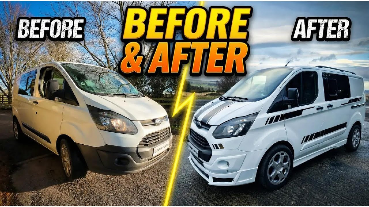 Transit Custom body kit front splitter, side skirts, diffuser and spoiler | what a transformation!