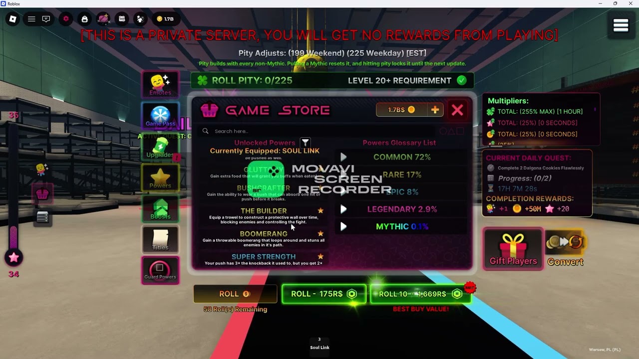 What does 100 power rolls with 255% Max luck, Get you, i found out.