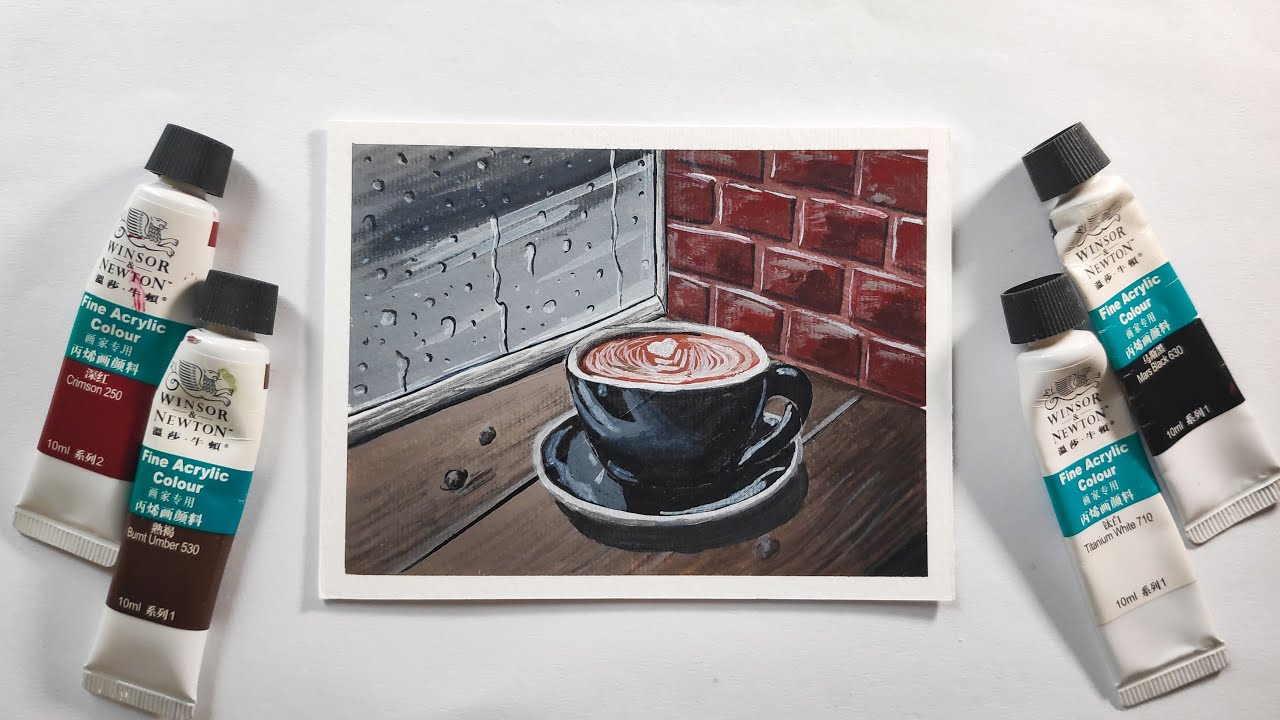 Rainy Day at Cozy Coffee Shop #57 / Acrylic Painting for Beginners / Step by Step / Relaxing Art
