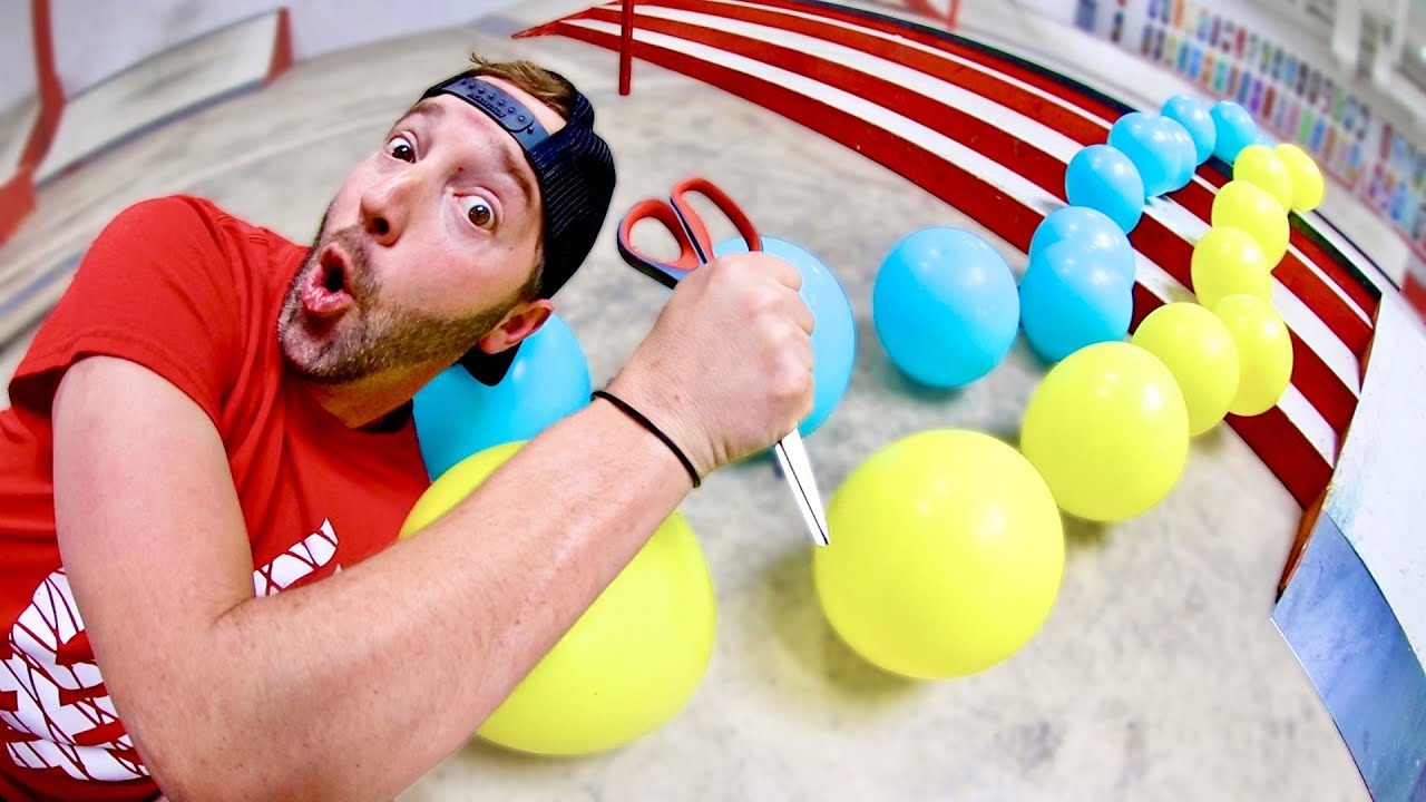 EXTREME BALLOON POP RACING! (In The Skatepark)