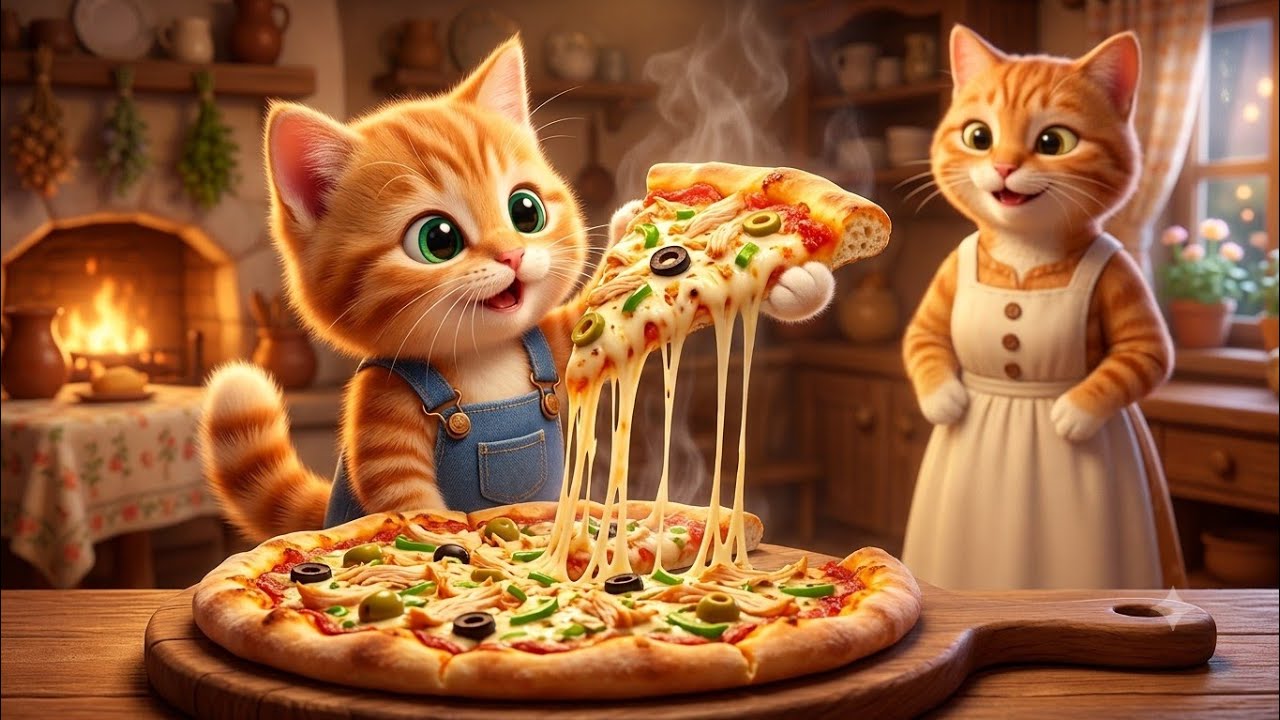 Ginger & Tiny Make Homemade Chicken Pizza 🍕 | Cozy Cat ASMR &bull; Cottagecore Cooking