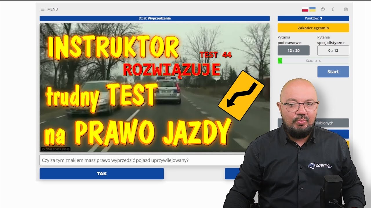 Instruktor rozwiązuje trudny TEST NA PRAWO JAZDY! Zestaw 44