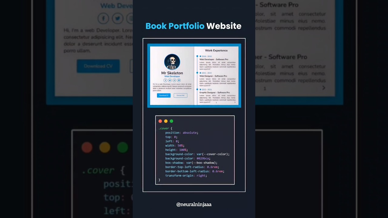📚 Book Portfolio Website using HTML CSS JavaScript | Free Source Code 🚀