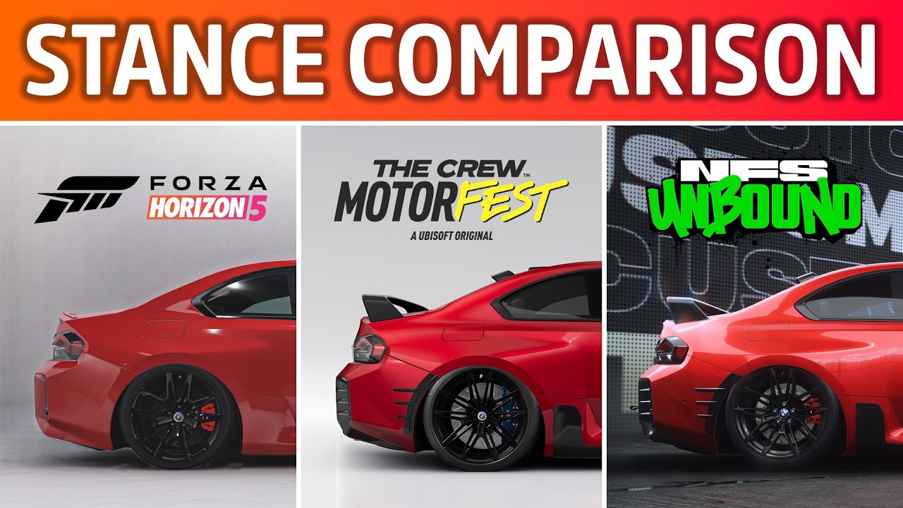 Forza Horizon 5 vs The Crew Motorfest vs NFS Unbound | Stance (Lowest Ride Height) Comparison