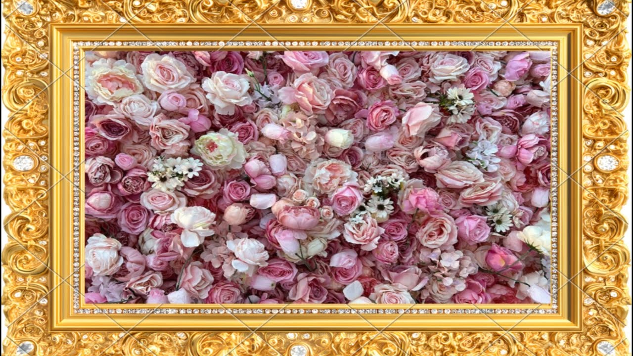 ÇİÇEKLİ GOLD ALTIN TV EKRANI / gold framed floral TV picture #tvekranı #çerçeve #tv #picture #floral