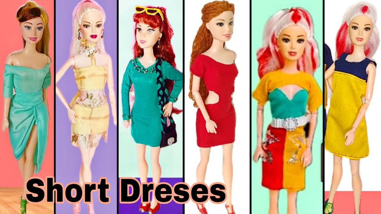 How To Make Barbie Short Dresses | D I Y Making Doll Clothes | D Creating Extra