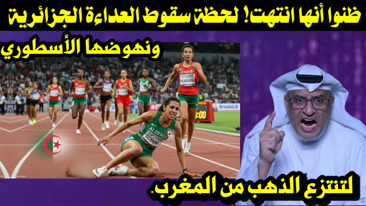 ​ظنوا أنها انتهت! لحظة سقوط العداءة الجزائرية ونهوضها الأسطوري لتنتزع الذهب من المغرب.