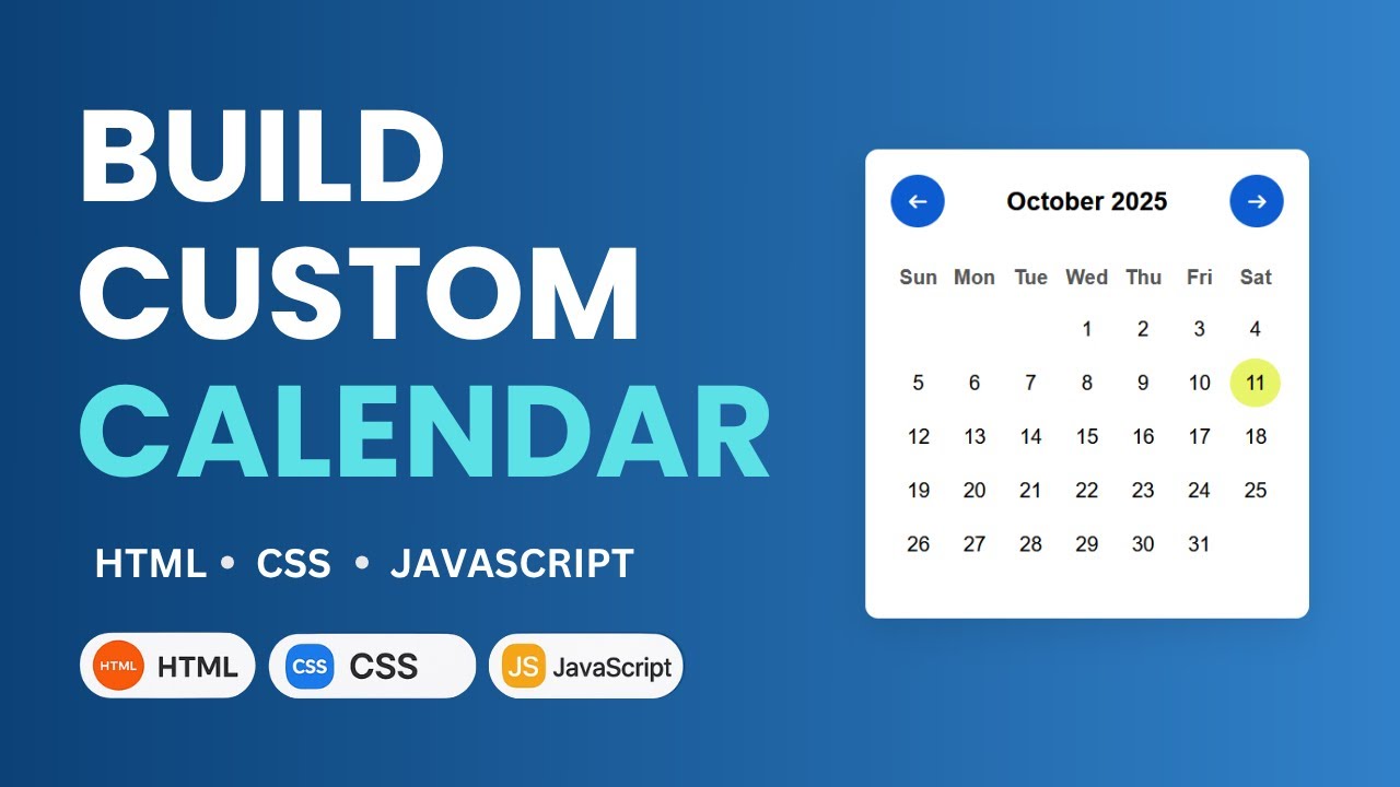 2025 Calendar Project Using HTML, CSS, JavaScript  | Full Step-by-Step Tutorial for Beginners👩‍💻📅🚀