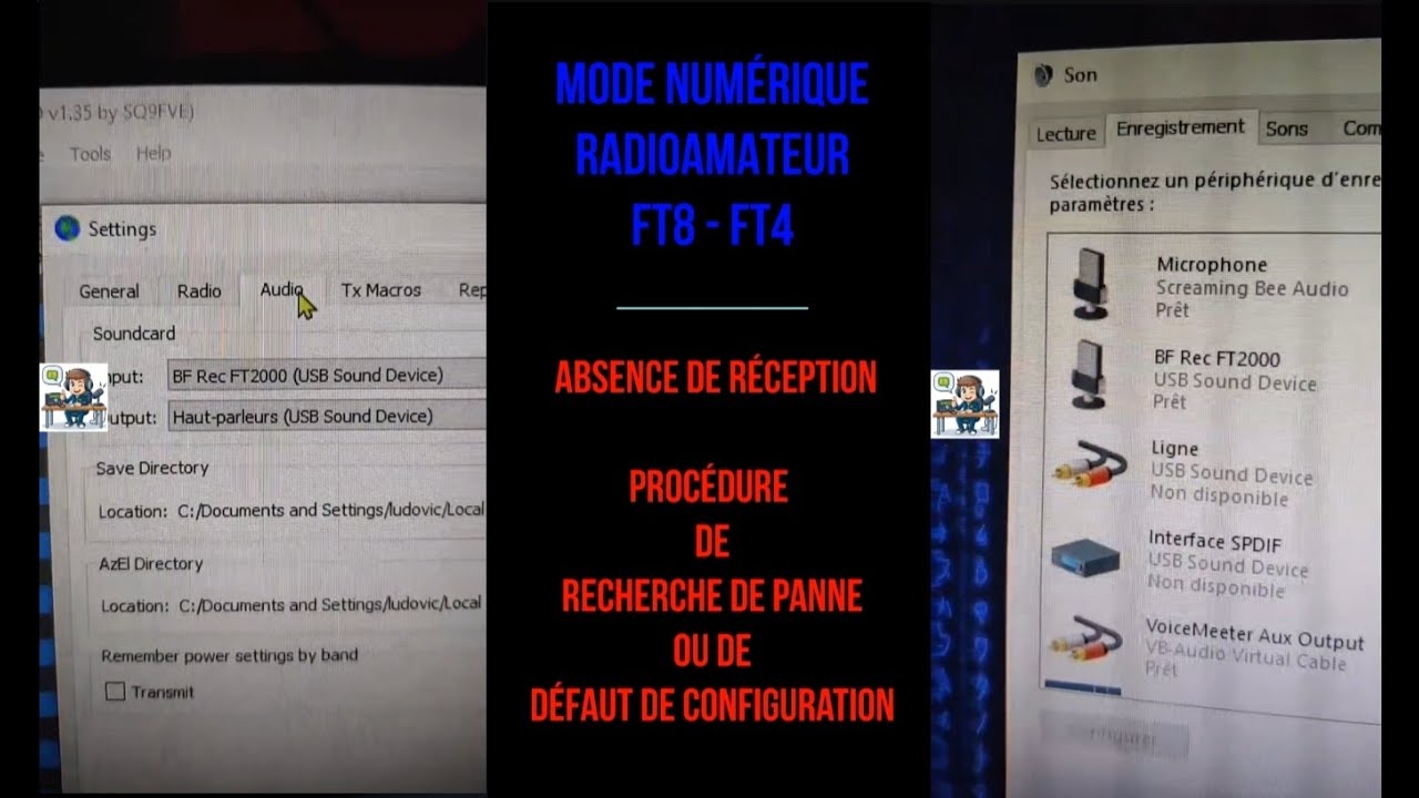 Absence de réception en mode numérique radioamateur FT8 / FT4 - WSJT-Z - Procédure de dépannage