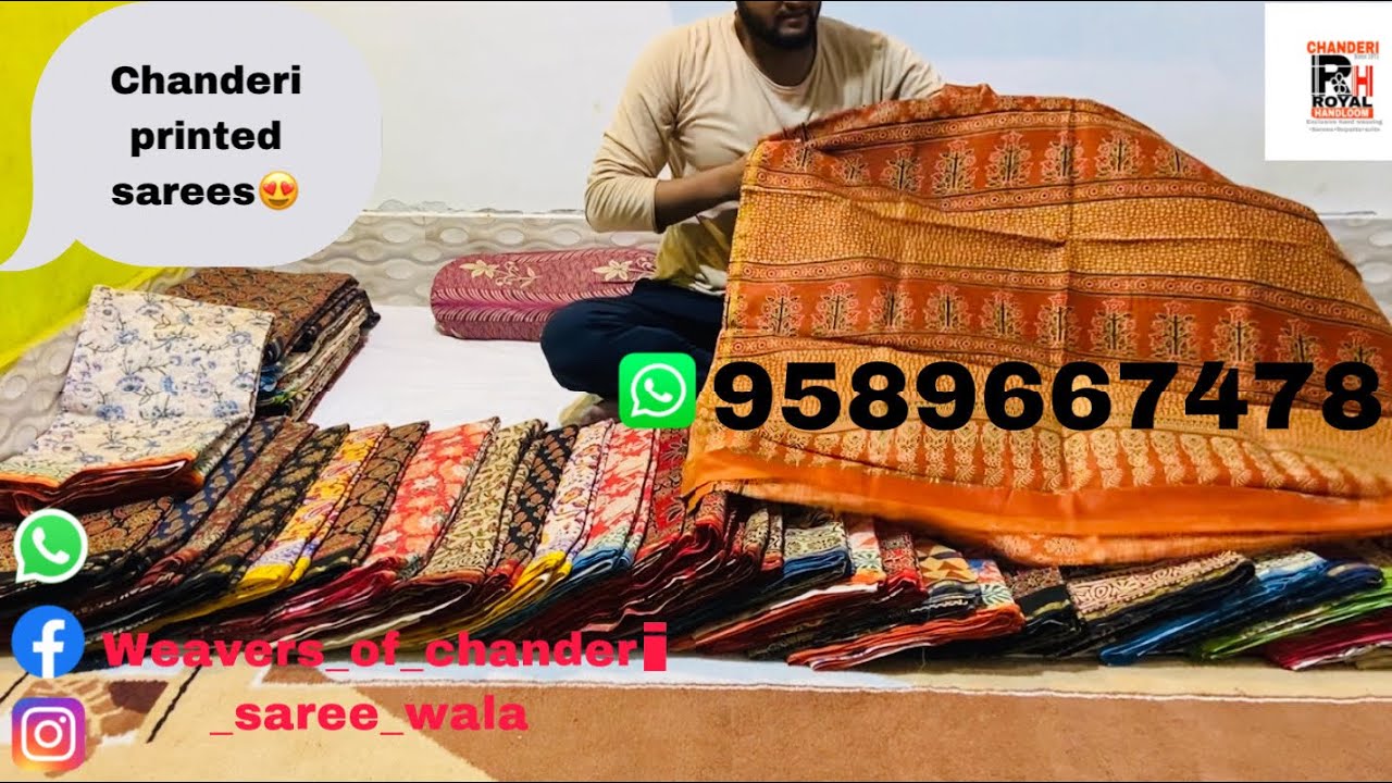 Chanderi printed saree || Chanderi saree || Chanderi kalamkari saree || Chanderi Azarakh printe