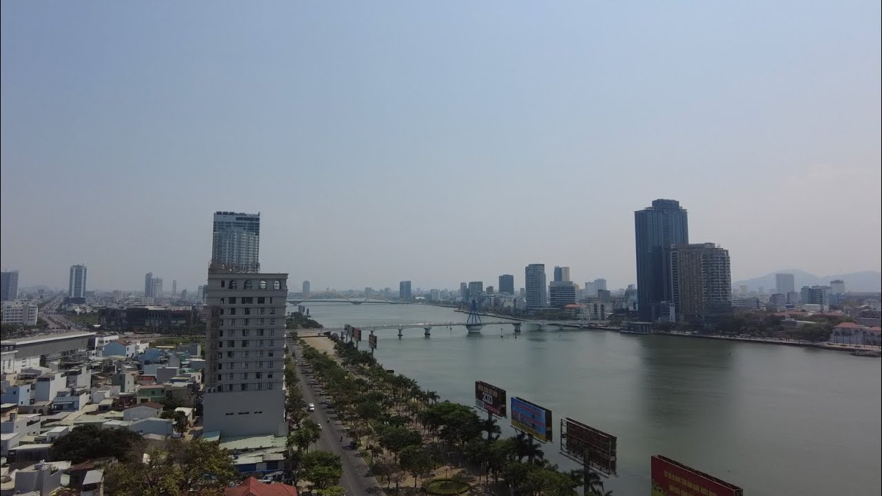 View of Da Nang Vietnam from the rooftop of Ibiza Riverfront Hotel