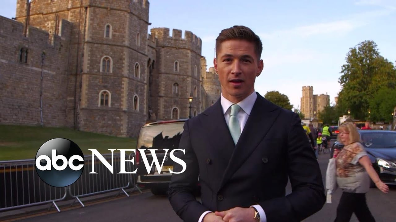 Crowds gather at Windsor Castle ahead of the royal wedding