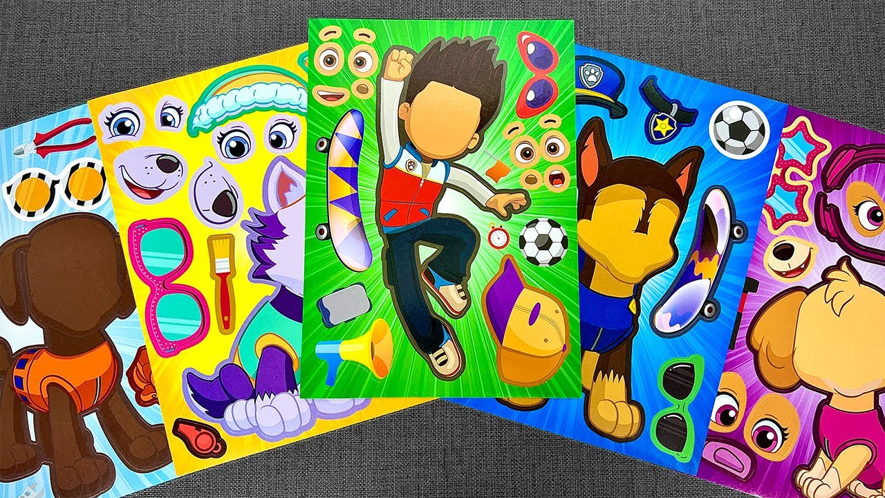 [paper diy] PAW Patrol Sticker Book DIY 🐾 Dress Up Chase, Marshall & Everest | Paper ASMR