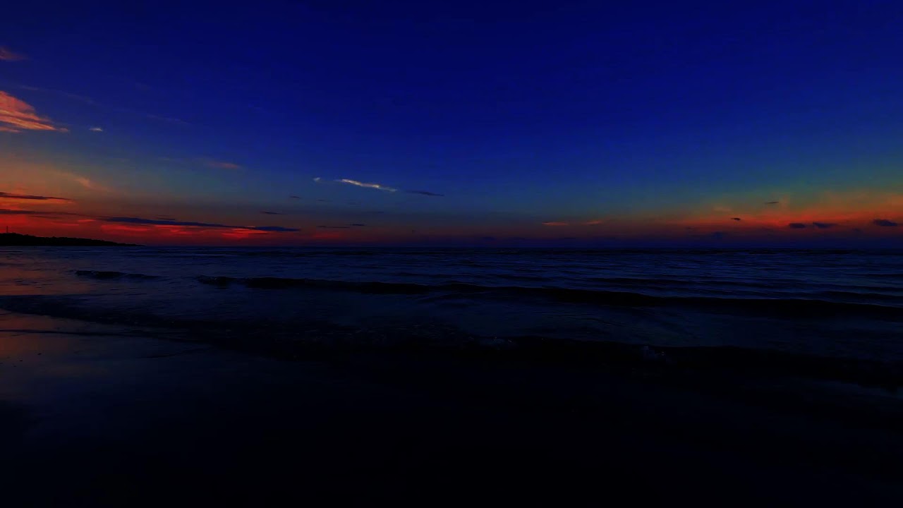 Night Beach Ambience with Continuous Wave Sounds