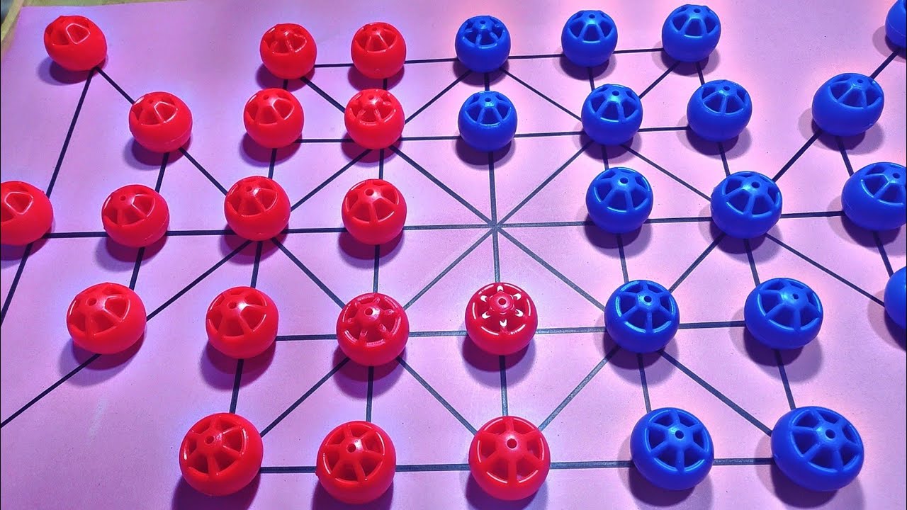 16 Beads Game | Extreme Mind Strategy Match 🔥 Red vs Blue | Village Board Game