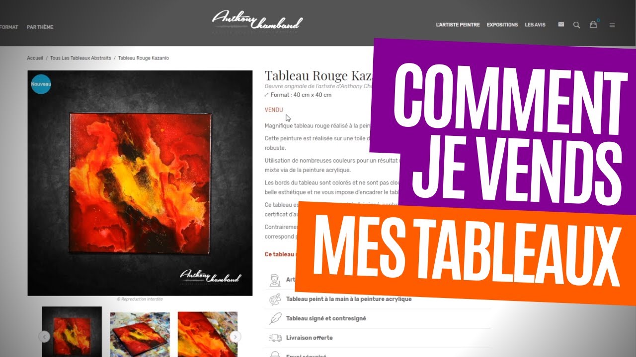Vente tableau : Mes différentes étapes (Photo, Ajout boutique, communication & emballage)