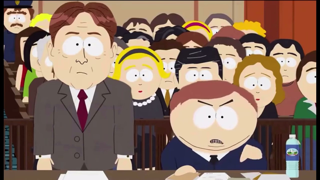 Cartman and Kyle in court