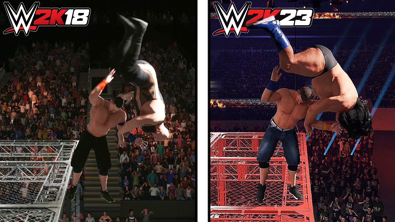 Best Extreme FINISHERS in WWE 2K18 Vs 2K23 !!!